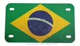 Brazil Brazilian Vintage Style Flag Motorcycle Metal License Plate - OwnTheAvenue