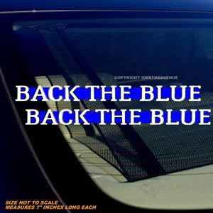 x2 Back The Blue Reflective Blue Line Support Police Vinyl Decal Stickers 7"
