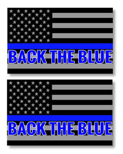 x2 Back The Blue Support Police Blue Line Subdued Flag Car Truck Sticker Decals