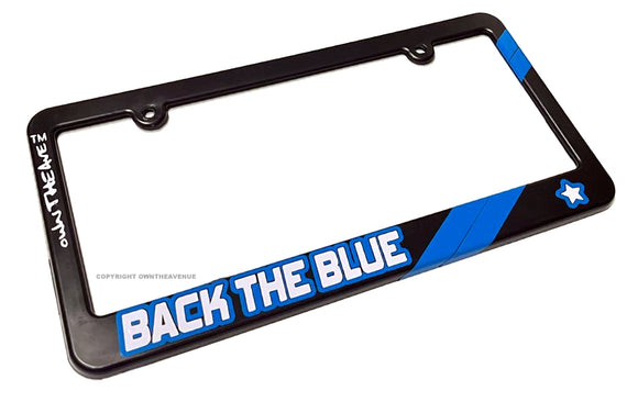 Back The Blue Thin Blue Color Line Stripes Support Police License Plate Frame - OwnTheAvenue