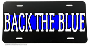 Back The Blue Reflective Blue Line Support Police Auto License Plate