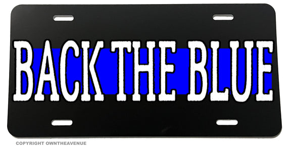 Back The Blue Reflective Blue Line Support Police Auto License Plate