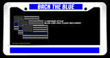 Reflective Blue Colored Line Back The Blue White License Plate Frame + Bonus - OwnTheAvenue