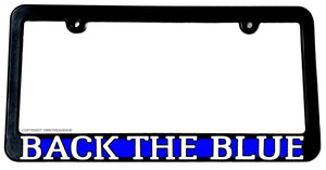 Back The Blue Reflective Blue Color Line Support Police License Plate Frame