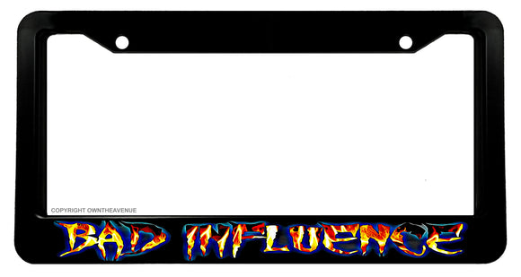 Bad Influence Hot Rod Vintage Flames Racing Drifting License Plate Frame - OwnTheAvenue