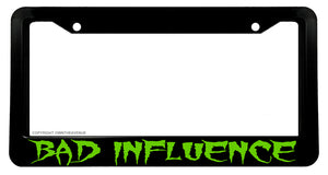 Bad Influence Hot Rod Vintage Green Racing Drifting License Plate Frame