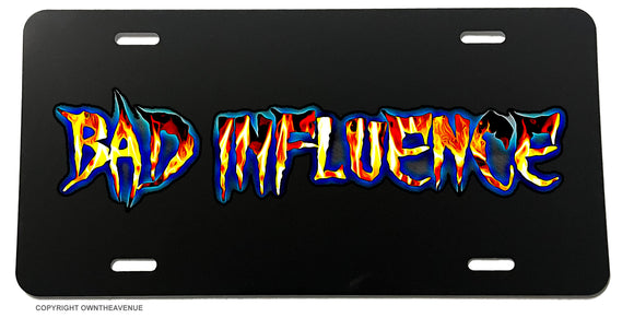 Bad Influence Hot Rod Vintage Flames Racing Drifting License Plate Frame - OwnTheAvenue