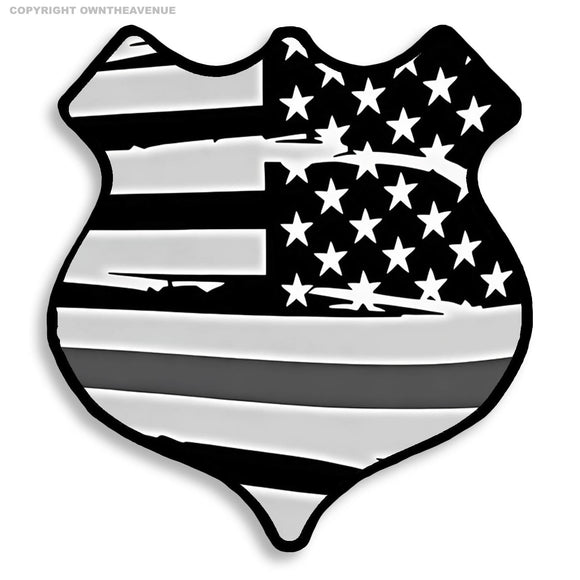 Support Corrections Officers Thin Silver Colored Line Distressed Flag Vinyl Sticker 3.75