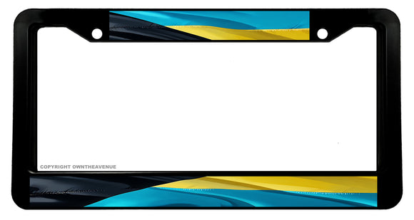 Bahamas World Country Flag Wavey Style Model 2 License Plate Frame - OwnTheAvenue