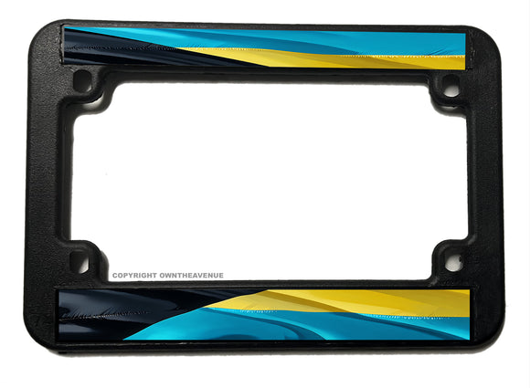 Bahamas World Wavey Flag Country Model 2 Motorcycle License Plate Frame - OwnTheAvenue