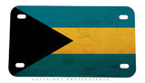 Bahamas Flag Rustic Style Motorcycle Metal License Plate - OwnTheAvenue