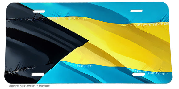 Bahamas World Wavey Flag Country Auto License Plate