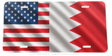 USA American Bahrain Flag Wavey Style Auto License Plate - OwnTheAvenue