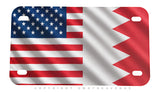 USA American Bahrain Flag Wavey Style Motorcycle Metal License Plate - OwnTheAvenue
