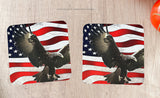 2Pcs Bald Eagle American Flag Coasters - 4" x 4" Inches Each