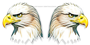 x2 / Two Pack Bald Eagle Head Only Car Truck Window Bumper Sticker Decal 3.75"