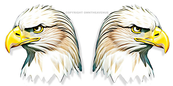 x2 / Two Pack Bald Eagle Head Only Car Truck Window Bumper Sticker Decal 3.75