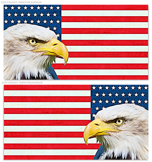 x2 Bald Eagle USA American Flag Sq. V. Car Truck Bumper Laptop Sticker Decal 4