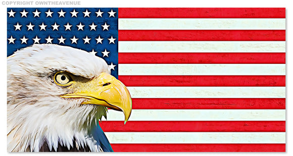 Bald Eagle USA American Flag Sq. V. Car Truck Bumper Laptop Sticker Decal 4