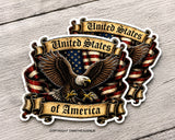 x2 Bald Eagle American Flag Patriotic USA Vinyl Sticker Decals 3.75" Each