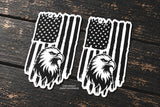 2Pcs USA American Tattered Distressed Flag Eagle Vinyl Sticker Decals 4"