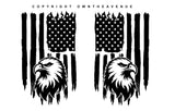 2Pcs L/R USA American Tattered Distressed Flag Eagle Vinyl Sticker Decals 4"