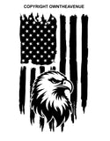 2Pcs USA American Tattered Distressed Flag Eagle Holographic Sticker Decals 4"