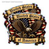 x2 Bald Eagle American Flag Patriotic USA Vinyl Sticker Decals 3.75" Each
