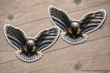 2Pcs Bald Eagle USA American Flag Support Police Blue Color Line Sticker Decals - OwnTheAvenue