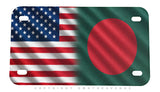 USA American Bangladesh Flag Wavey Style Motorcycle Metal License Plate - OwnTheAvenue