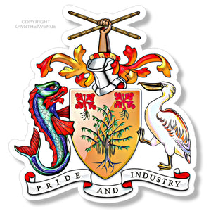 Barbadian Coat of Arms Barbados flag Vinyl Sticker Decal 3.75"