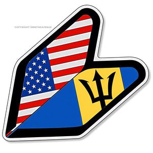 Wakaba Leaf USA American Barbados Flag JDM Racing Drifting Vinyl Sticker Decal 3.75"