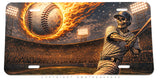 Baseball Flames Sports Car Truck Auto Metal License Plate