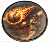 Baseball Flames Skeleton Vintage Style Iron On Patch - OwnTheAvenue