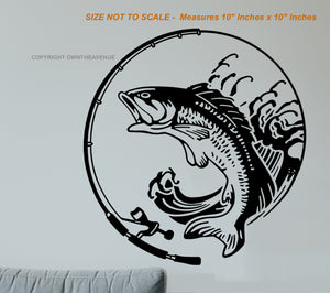 Bass Fish Fishing Ocean Office Home Wall Decor Decal - 10" x 10" Inches - OwnTheAvenue