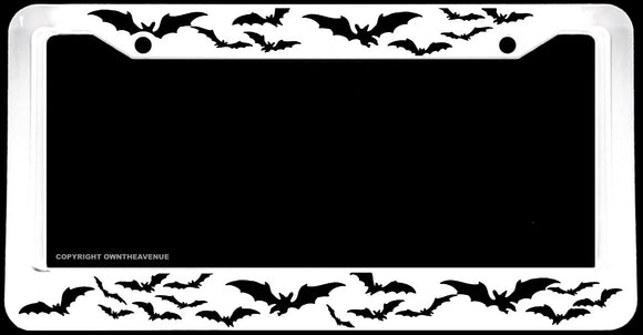 Stay Spooky Horror Goth Bats Flying Vampire Funny Sci Fi White License Plate Frame - OwnTheAvenue
