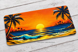 Ocean Sunset Palm Trees Beach Waves Car Truck SUV Auto License Plate