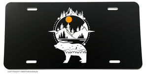 Bear And Mountains Hiking Camping Nature Outdoors License Plate