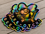 x2 Bee Otch Funny Bumble Bee JDM Holographic Vinyl Decal Stickers 4"