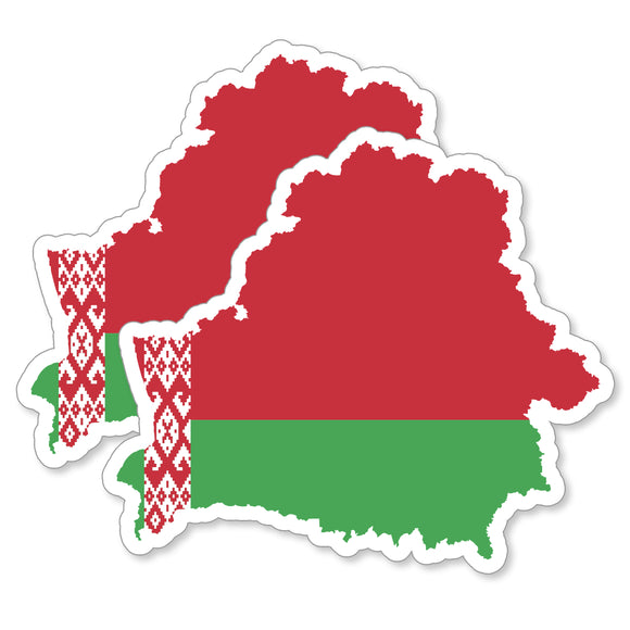 x2 Belarus World Country Flag Map Outline Vinyl Sticker Decals 4
