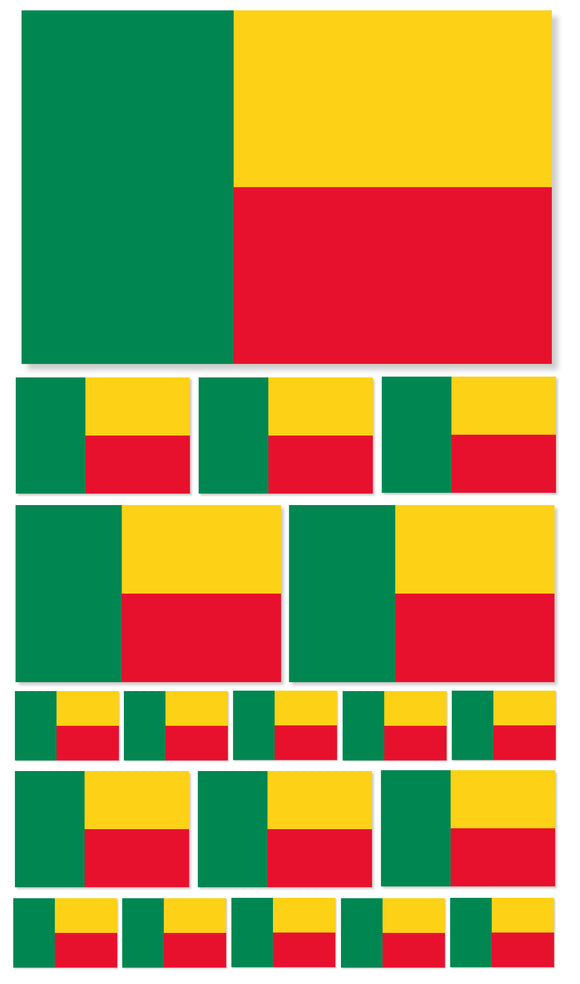 19Pcs Benin World Country Flag Assorted Assortment Vinyl Sticker Decals - OwnTheAvenue
