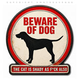 2 Pack - Beware Of Dog Cat Sticker Decal Funny Joke Metallic Model Car House Door Warning  - 4.5" Inches Long Side Each - OwnTheAvenue