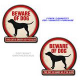 2 Pack - Beware Of Dog Cat Sticker Decal Funny Joke Metallic Model Car House Door Warning  - 4.5" Inches Long Side Each - OwnTheAvenue