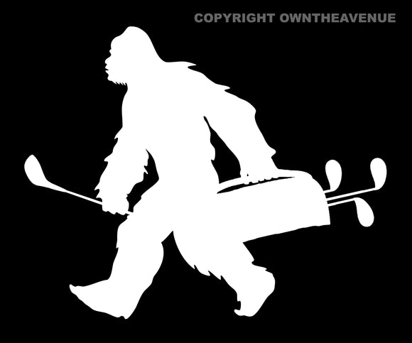 Bigfoot Golfing Sasquatch Golf Hiking Window Vinyl Sticker Decal 4