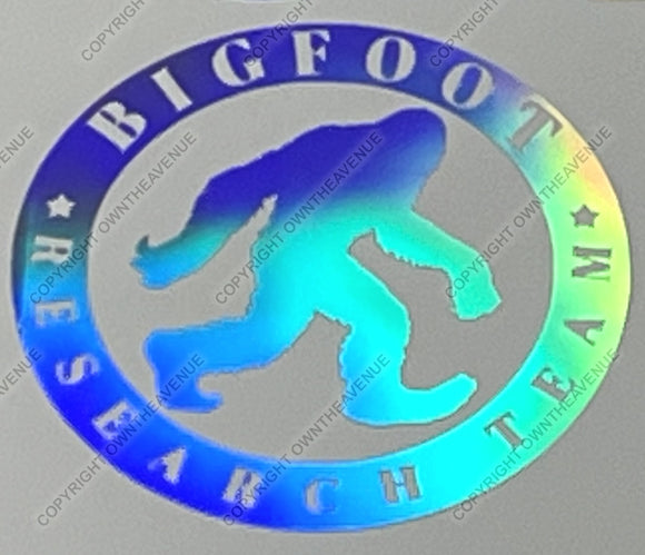 Bigfoot Research Team Funny Joke Holographic Oil Slick Sticker Decal 3.75