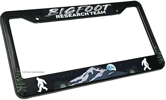 Bigfoot Research Team Mountains Forest Nature Funny Joke License Plate Frame V01 - OwnTheAvenue