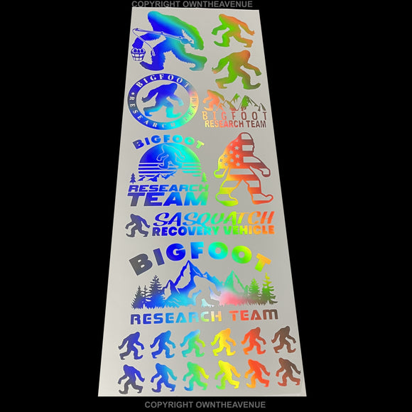 21Pcs Pack Lot Bigfoot Funny Joke Holographic Oil Slick Sticker Decals