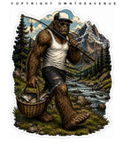 x2 Bigfoot Fishing Fish Humor Joke Holographic Vinyl Sticker Decals 4" Each
