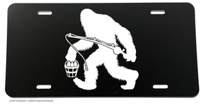 Bigfoot Fishing Fish Funny Humor Hiking Camping License Plate