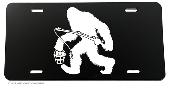 Bigfoot Fishing Fish Funny Humor Hiking Camping License Plate
